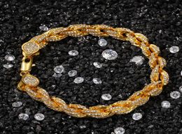 Fashion Mens Gold Bracelets High Quality Iced Out Chain Bracelet Hip Hop Jewelry3443589