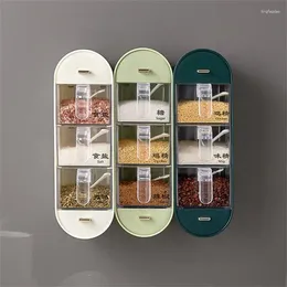 Storage Bottles Spice Rack For Kitchen Sugar And Salt Jar Seasoning Container Box Household Wall-mounted Punch-free Combination Set