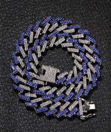 Fashion Iced Prong Cuban Link Chains Necklaces 13mm MutilColored Blue Black Rhinestones Hip Hop Jewelry Mens Drop 8681512