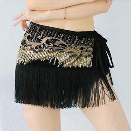 Stage Wear Lady Belly Dancing Beads Waist Chain Sequin Hip Scarf Tassel Belt Party Show Performance Costume Skirt Women