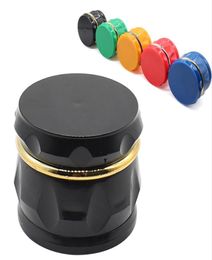 Drum Type Plastic Smoke Grinder Colour Golden Edge 4 Layer 63 Diameter Spike Manual Grinding Box3910907
