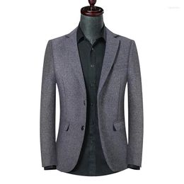 Men's Suits Fashion Business Casual Slim-fit Comfort Korean Woollen Gentleman Trend Professional Wedding Solid Colour Host Blazer