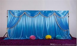 Ice silk fabric wedding backdrop with swags and tassel drape curtain for wedding stage event party birthday decoration2087153