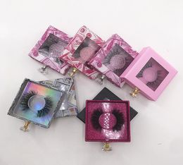 Empty Square Lash Packaging Pink Dollars Box Glitter Holographic Box for 25mm Long Dramatic Mink Lashes3367181