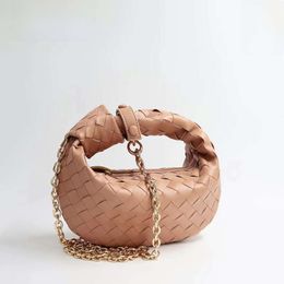 Cowhide Leather Chain Weave Knot Shoulder Bag Real Skin Handmade Luxury Designer Small Totes Woman Knit Purses And Handbags 5828 2518 4761