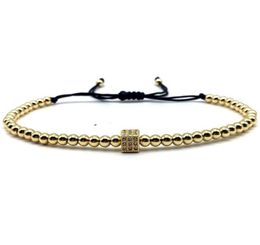 Charm Bracelets Cube Bracelet Men 2021 Fashion Gold Colour Pave CZ Rope Bead For Jewellery Gift Pulsera Hombre9503273