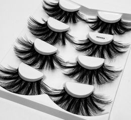 4 Pairs 25MM Lashes 6D Mink Hair False Eyelashes Thick Long Wispies Eyelashes Fluffy Soft Fashion Makeup Lashes Extension Tools8787843