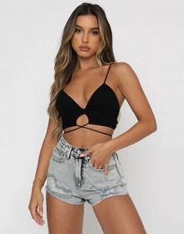 Women's Tanks Black Corset Top Sexy Backless Spaghetti Strap Crop Tops Fashion High Street 90s Y2k Aesthetic Summer Women Camisole Party