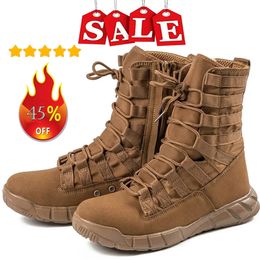 Light combat military boots tactical boots mens outdoor hiking desert army shoes breathable and comfortable mens jungle ankle shoes 240429