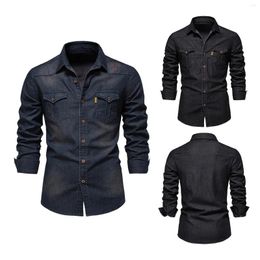 Men's Casual Shirts Us Denim No Iron Shirt Solid Colour Long Sleeved Short Sleeve T For Men Y2k Tops