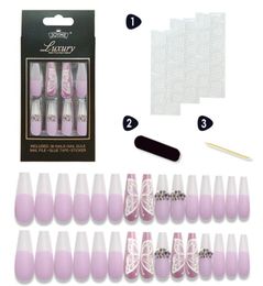 30pcs Full Cover False Nails Press on Long Ballerina Coffin Acrylic Nail Tips Manicure Tool For Christmas Gift5847469