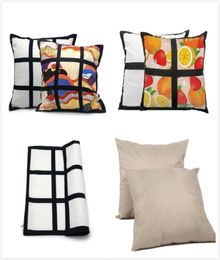 Blank Sublimation Pillow Cover Double Face Sublimation Pillow Case Black 4 Grid 9 Grid Heat Transfer Cushion Cover Throw Sofa Pill1697840