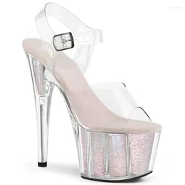 Dance Shoes Stage Custom Transparent Vamp Heels 15 Cm Sexy Model Catwalk Pole Dancing