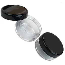 Storage Bottles 50pcs Container Empty 5g/5ml Plastic Round Jar Pot With Lid (Black Lid)