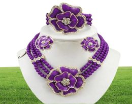 Bead Necklace Jewellery Sets African Wedding Jewellery Set Rose Flower Women Necklace Pearl Jewellery Earrings6831819