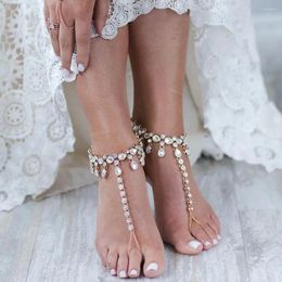 Anklets Stonefans Boho Water Drop Rhinestone Ankle Bracelet Brides Shoes Beach Foot Jewelry Women Crystal Barefoot Sandal Anklet Chain