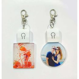 UPS wholesale Wholesale Sublimation Blank LED Keychain 7 Colors Changing Printing Acrylic Key Chains Ornament Z 5.3