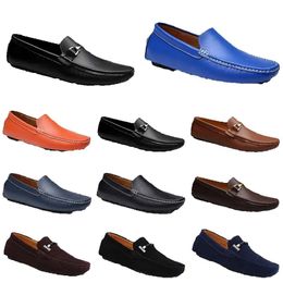Leathers Soft Breathable Drivings Men Shoes Doudous Sole Casual Light Tans Blacks Navys Whites Blue Sier Yellows Grey Footwears All Match Outdoor Cross Borders