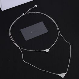 Luxury pendant necklace Jewellery fashions men women inverted triangle P letter gold chain Jewellery mens and womens fashion personality clavicle chains top quality