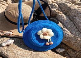Evening Bags Round Beach Bag Cute Handmade Woven Shoulder Women Cotton Fabric Knitted Handbag Hat Shape Design Boho Crossbody Purs1873743