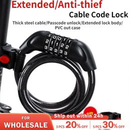 Bicycle 5 Digit Code Cable Lock 1200mm*12mm Anti-theft Bike Password Lock Bike Security Steel Cable Cycling Lock Bike Parts 240418