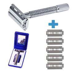 New Professional Double Edge Safety Razor for Men Long Handle for Comfortable Wet Shaving 5 Blade Refills3682383