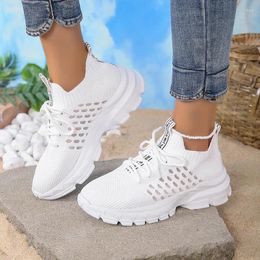 Casual Shoes Ladies 2024 High Quality Lace Up Women's Vulcanize Autumn Breathable Mesh Sport Flat