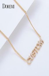 DOREMI Crystal Pendant Letters Necklace for Women Custom Jewellery Custom Name Necklaces Numbers Personalised Zirconia Pendant2657073