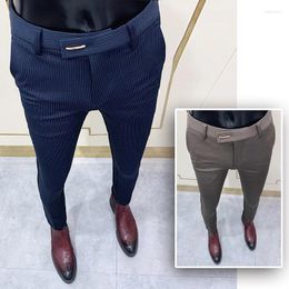 Men's Suits Brand Clothing Striped Fashion Business Suit Trousers Male Stripe Slim Fit Casual Pants 36-28