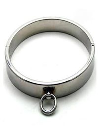 Whole Male Luxury Stainless Steel Heavy Duty Collar Thick Iron Locking Collar Mirror Polished9330381