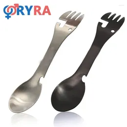 Dinnerware Sets Bottle Opener Spoon Durable Fall Resistance Black Cutlery Set Multifunctional Fork And Reinforcement Thickening