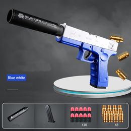 G17 Soft Bullets Toy Gun Shell Ejection Manual Foam Darts Pistol 1911 Gun Plastic With Silencer For Kid Adult Toys Shooting Games 008