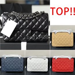 23cm small flap bag designer bag handbag high quality classic flap bag real leather quilted purse black lambskin caviar handbags crossbody shoulder gold chain bag