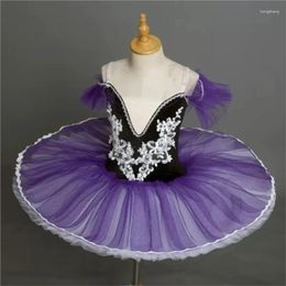 Stage Wear Swan Lake Ballet Tutu Skirt For Children Girls Sling Dress Modern Dance Costumes Performance Outfits Dancewear Purple