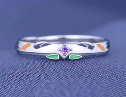 Cluster Rings Anime Eva Asuka Langley Soryu Ayanami Rei EVA01 Enamel Ring For Men Women 925 Sterling Silver Cosplay Props Jewelry1126013