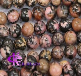 Discount Whole Natural Genuine Black Lace Pink Rhodonite Round Loose Stone Beads 318mm Jewellery DIY Necklaces or Bracelets 157890833