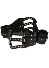 Bondage NEW Female Leather Arm Waist Thigh Wrist binder Restraint body harness Bind Lock R568761894