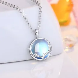 Pendants High-end S925 Sterling Silver Clavicle Chain Women Jewellery Fashion Moonstone Elk Pendant Necklace Female Light Luxury Girls Gift