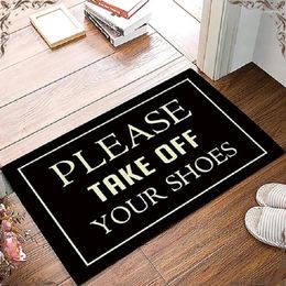 Carpets Please Take Off Your Shoes Doormat Luxury Home Decorations Indoor Entrance Mats Rugs Non Slip Flannel Front Door Welcome Mat