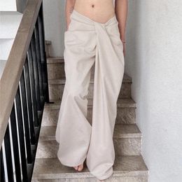 Women's Pants Irregular Design Low Waist Baggy Wide Leg Woman Trousers Y2K Streetwear Loose Fashion Casual Pantalones