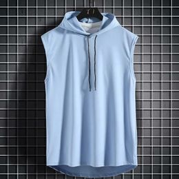Brand Gyms Clothing Mens Bodybuilding Hooded Tank Top Sleeveless Vest Sweatshirt Fitness Workout Sportswear Tops Male 240430