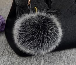 Luxury 15cm y Fox Fur Ball Keychain Fur Pompons Keychain Keyring Pom Pom Keychain for Charm Bag Pendant Ornament Gift T2008045849164