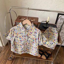 Clothing Sets Kids Clothes Boys & Girls Summer Shirts Shorts 2 Pieces Set Full Print Letter Tracksuit Cartoon Outfit Children Beach Wear