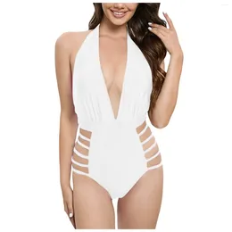 Women's Swimwear Bandage Bikini Swimsuit Lace Up V Neck Bathing Suit Summer Holiday Swimweaer Sports Sexy