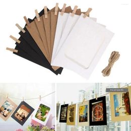 Frames 10Pcs Home Decoration Paper Picture DIY Kraft Craft Combination Frame With Clips Durable Practical Pos