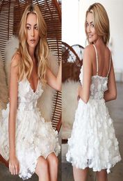 Little White Mini Short Cocktail Dresses 2020 New Cheap V Neck Lace Appliqued Short Prom Dress Formal Party Wear BC22756238861