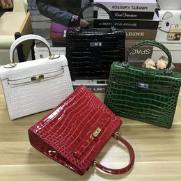 Bag Women's Handbag Large Simple Shoulder Female Messenger Crocodile Pattern Platinum Luxury Genuine Leather