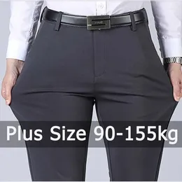 Men's Suits Plus Size Business Pants Big 40-52 Elastic Waist Straight Suit Formal Work Long Casual Trousers