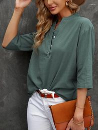 Women's Blouses Fashion Solid Half Sleeve Women Blouse Shirt Spring Summer Elegant Button Casual Streetwear Office Tops Blusas