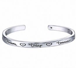 New Cuff Bracelet With Inspirational Letter Unique Personalized Engraved Bracelet Gifts For Friends Forever Silver Charms 2016 Cha8727296